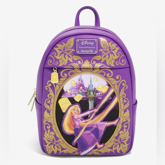NWT Loungefly Disney's Tangled purple gold frame mini backpack